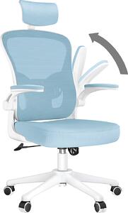 Sedia da ufficio - Sedia ergonomica da ufficio - Sedia girevole con supporto lombare - poggiatesta, braccioli e altezza regolabili - bianco e blu