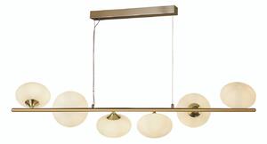 Lampadario Contemporaneo Ciottolo Acciaio Ottone Vetro Bianco 6 Luci G9