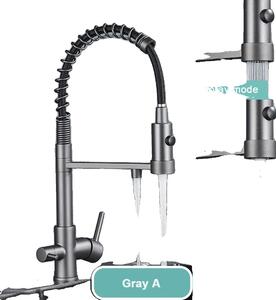 Miscelatore da cucina, funzione spray estraibile, doppio comando, grigio B