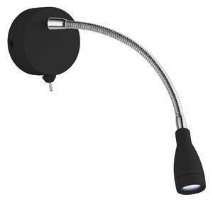 Applique Contemporanea Flexy Acciaio Nero Vetro Led 0,8W 6500K