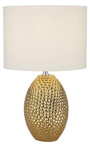 Lampada Scrivania Contemporanea Nadine Porcellana Oro Tessuto Bianco 1 Luce E27