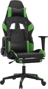 Sedia da gaming vidaXL con funzione massaggio e poggiapiedi, in Pelle finta nera e verde