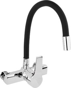 Rubinetto da cucina, rubinetto a parete flessibile, nero, rubinetto acqua, rubinetto lavello, miscelatore