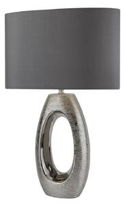 Lampada Da Scrivania Artigiano Ceramica Cromo Tessuto Grigio 1 Luce E27