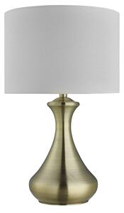 Lampada Scrivania Contemporanea Tocco Acciaio Ottone Tessuto Bianco 1 Luce E14