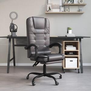 The Living Store Sedia da ufficio con funzione massaggio Similcuoio grigia
