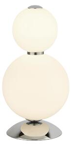 Abatjour Contemporaneo Snow Ball Acciaio Cromo Vetro Bianco Led 15W 3000K