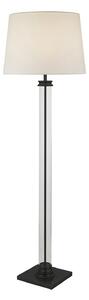 Piantana Contemporaneo Pedestal Acciaio Nero Vetro Bianco 1 Luce E27