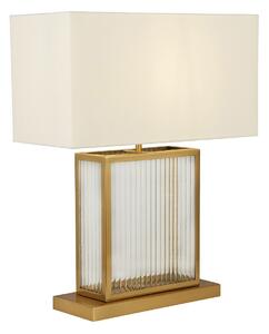 Lampada Scrivania Contemporanea Clarendon Acciaio Ottone Vetro Bianco 1 Luce E27