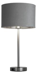 Lampada Scrivania Finlandese Metallo Nichel Velluto Grigio Usb 1 Luce E27