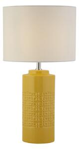 Lampada Da Scrivania Charleston Ceramica Gialla Tessuto Bianco 1 Luce E27