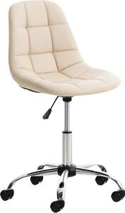 Sedia da ufficio ergonomica, sedia da ufficio - imbottitura confortevole - Pelle finta e regolabile | colore: crema