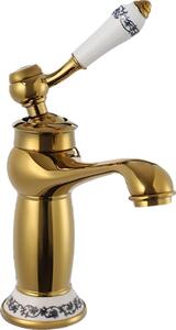 Rubinetto per lavabo, stile vintage, struttura in ottone resistente, oro