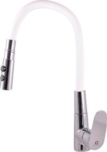 Miscelatore per lavello con braccio flessibile e doccia AMUR, Colore: cromo/bianco, Dimensioni: 1/2'' (AM719.5/12B)