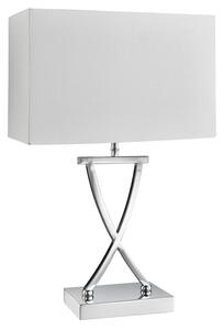 Lampada Da Scrivania Contemporanea Club Acciaio Cromo Tessuto Bianco 1 Luce E14