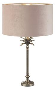 Lampada Da Scrivania Contemporanea Palma Ottone Velluto Rosa 1 Luce E27