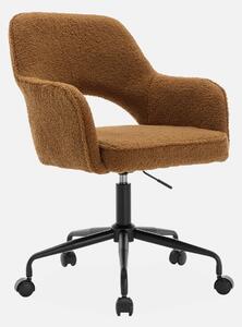 Sedia da ufficio bouclé con rotelle, Ocra