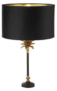 Lampada Da Scrivania Contemporanea Palma Ottone Velluto Nero 1 Luce E27