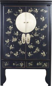 Armadio da matrimonio cinese Onyx Black dipinto a mano - Collezione Orientique Armadio cinese Armadio da matrimonio cinese Mobili orientali Asiatici