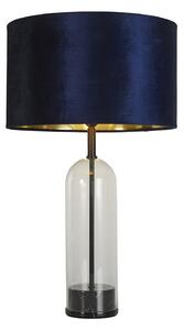 Lampada Scrivania Oxford Acciaio Ottone Tessuto Blu Scuro 1 Luce E27