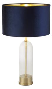 Lampada Da Scrivania Contemporanea Oxford Acciaio Ottone Tessuto Blu 1 Luce E27