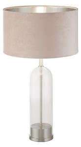 Lampada Da Scrivania Contemporanea Oxford Acciaio Ottone Velluto Rosa 1 Luce E27