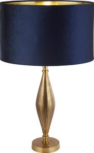 Lampada Da Scrivania Contemporanea Segale Ottone 1 Tessuto Blu Luce E27