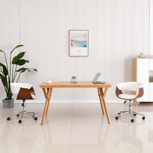 The Living Store Sedia da ufficio girevole in legno curvato bianco e Pelle finta