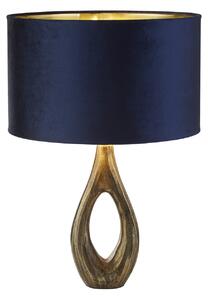 Lampada Da Scrivania Contemporanea Bucklow Ottone Tessuto Blu 1 Luce E27