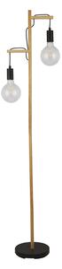 Piantana Industrial-Nordico Tribeca Acciaio Marrone Legno Nero 2 Luci E27