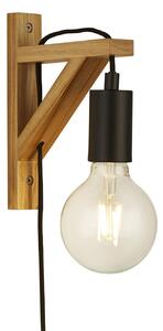 Applique Industrial-Nordico Tribeca Acciaio Marrone Legno Nero 1 Luce E27