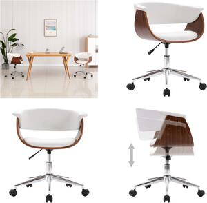 VidaXL Sedia girevole da ufficio in legno curvato bianco e Pelle finta - Sedia da ufficio - Sedie da ufficio - Sedia girevole da ufficio - Sedie girevoli da ufficio