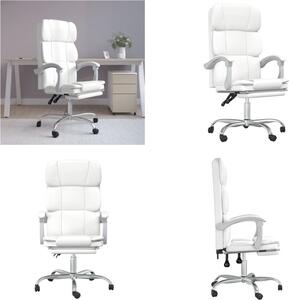 VidaXL Sedia da ufficio con funzione reclinabile in Pelle finta bianca - Sedia da ufficio con funzione reclinabile - Sedie da ufficio con funzione reclinabile - Sedia da ufficio con funzione relax - Sedia da scrivania