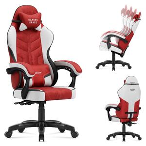Sedia da gioco Huzaro Force 2.7 Red - sedia girevole ergonomica in velluto con schienale regolabile, cuscino lombare e poggiatesta, fino a 140 kg