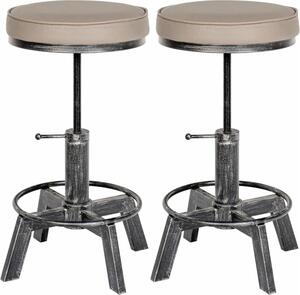 Set di 2 sedie da ufficio industriali - regolabili in continuo - confortevole rivestimento in Pelle finta | colore: argento antico