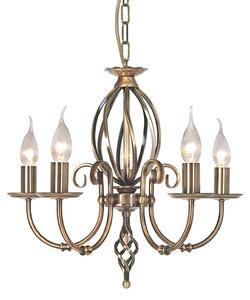 Lampadario Classico Artisan Acciaio Ottone Anticato 5 Luci E14