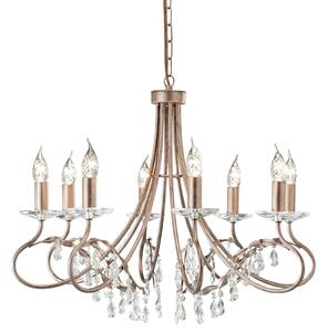 Lampadario Classico Christina Acciaio Cristallo Oro 8 Luci E14