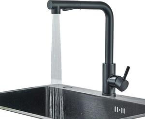 Rubinetto da cucina, doccetta estraibile, acqua calda e fredda, nero