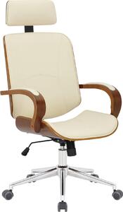 Sedia da ufficio ergonomica - Sedia con seduta - Comfort regolabile, adatta per l'ufficio e la casa | Colore: noce/crema