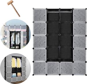Hengda 20 scatole sistema di scaffalatura fai da te armadio armadio scaffale 142x37x180cm bianco e nero