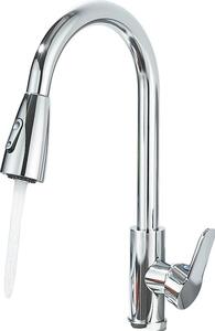 Rubinetto da cucina, doccetta estraibile flessibile, design monocomando, argento