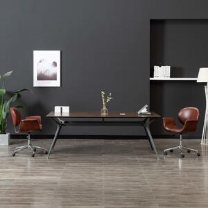 The Living Store Sedia da ufficio girevole in Pelle finta marrone