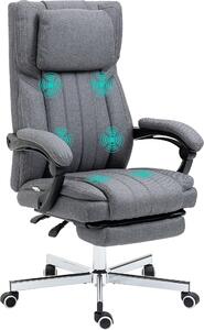Sedia da ufficio Fortuna Lai con 5 modalità di massaggio, sedia da scrivania ergonomica con funzione reclinabile, regolabile in altezza, poggiapiedi, effetto lino, grigio