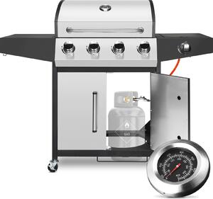 Barbecue a gas, 4+1 bruciatori, struttura in acciaio inox, argento