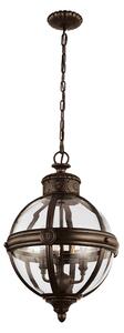 Lampadario Industrial Nordico Adams Acciaio Bronzo Inglese Vetro 3 Luci E14