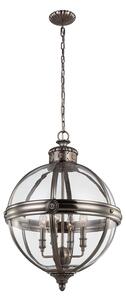 Lampadario Industrial Nordico Adams Acciaio Nichel Antico Vetro 4 Luci E14