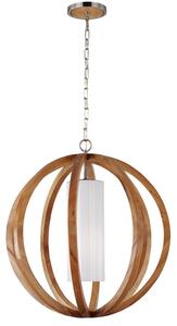 Sospensione Industrial Nordica Allier Legno Acciaio 1 Luce E27 D66Cm