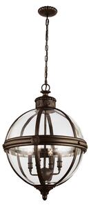 Lampadario Industrial Nordico Adams Acciaio Bronzo Inglese Vetro 4 Luci E14