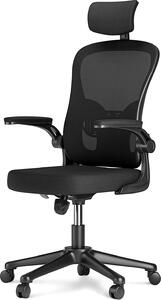 Sedia da ufficio - Sedia ergonomica da ufficio - Sedia girevole con supporto lombare - poggiatesta, braccioli e altezza regolabili - nero