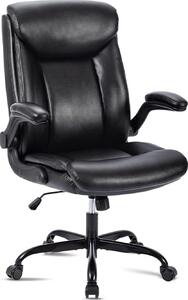 Sedia da ufficio, sedia ergonomica da scrivania, sedia girevole con bracciolo pieghevole, regolabile in altezza, comoda per l'ufficio, la casa, il gioco (nero)